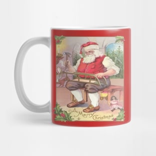 Vintage Merry Christmas Santa Claus Toy Workshop Mug